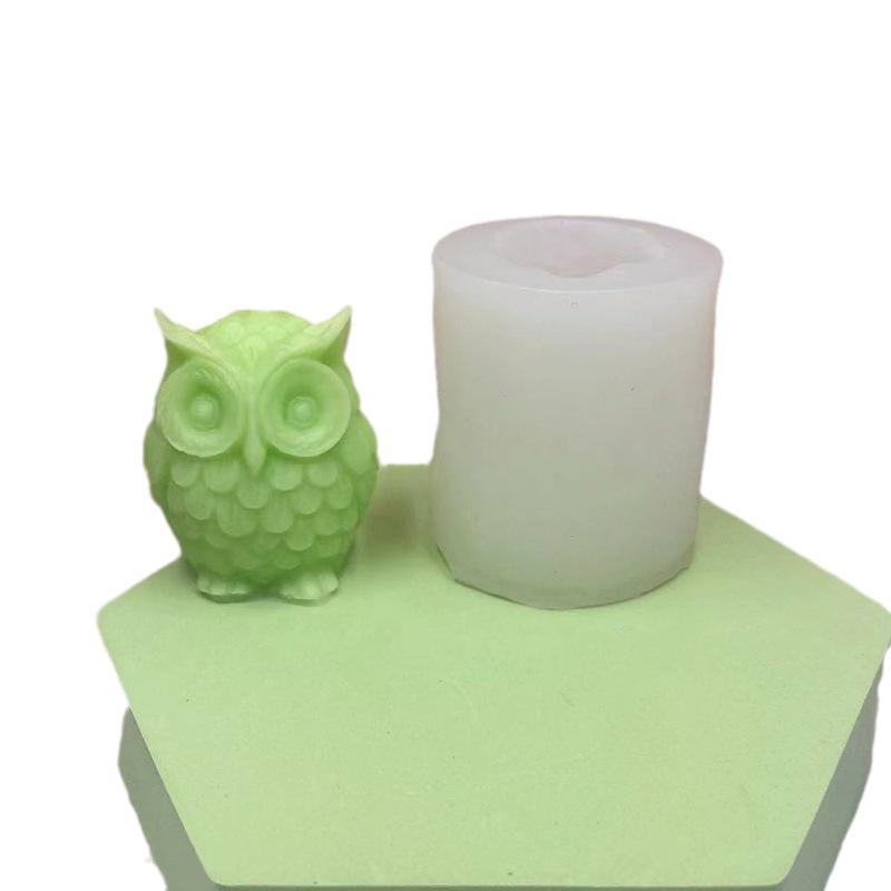 1PC Three-dimensional Owl Scented Candle Silicone Mold DIY Owl Liquid Fondant Cake Decorative Ornament Mold