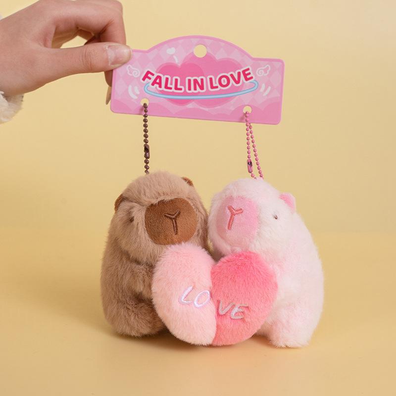 Confession of The Dog Sticker Plush Keychain, Cute Kapibala Best Friend Couple Schoolbag Pendant, Small Gift