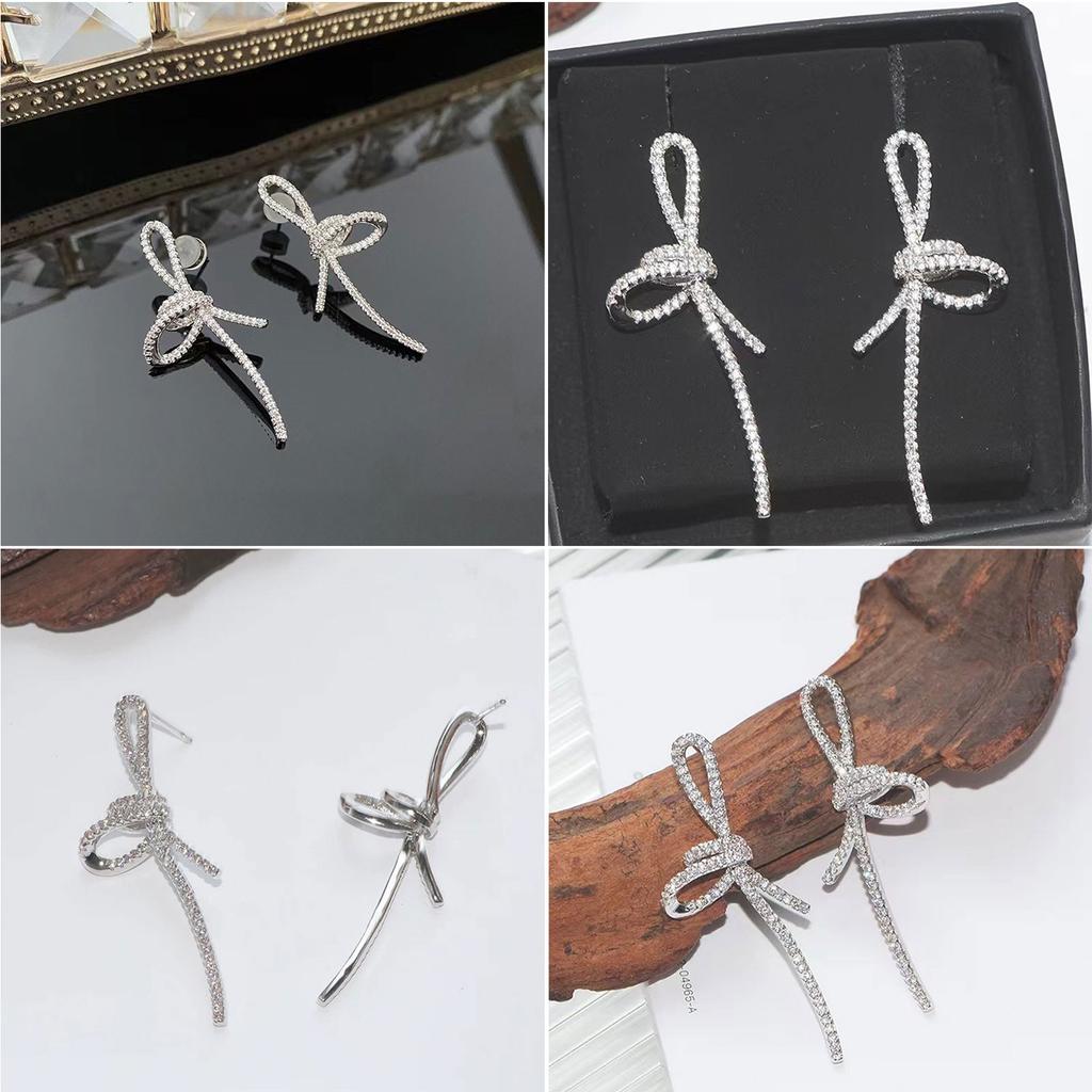 Fashionable Studs Earrings Alloy Bowknot Earrings Ear Studs Comfortable Wear Ear Pins Ear Pendant Perfect Gift for Women