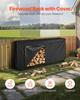 Firewood Rack with Waterproof Cover, 2.57m Outdoor Firewood Holder, 1/2 Cord Storage Metal Log Holder, 299kg Max Weight Capacity, Top Covered,