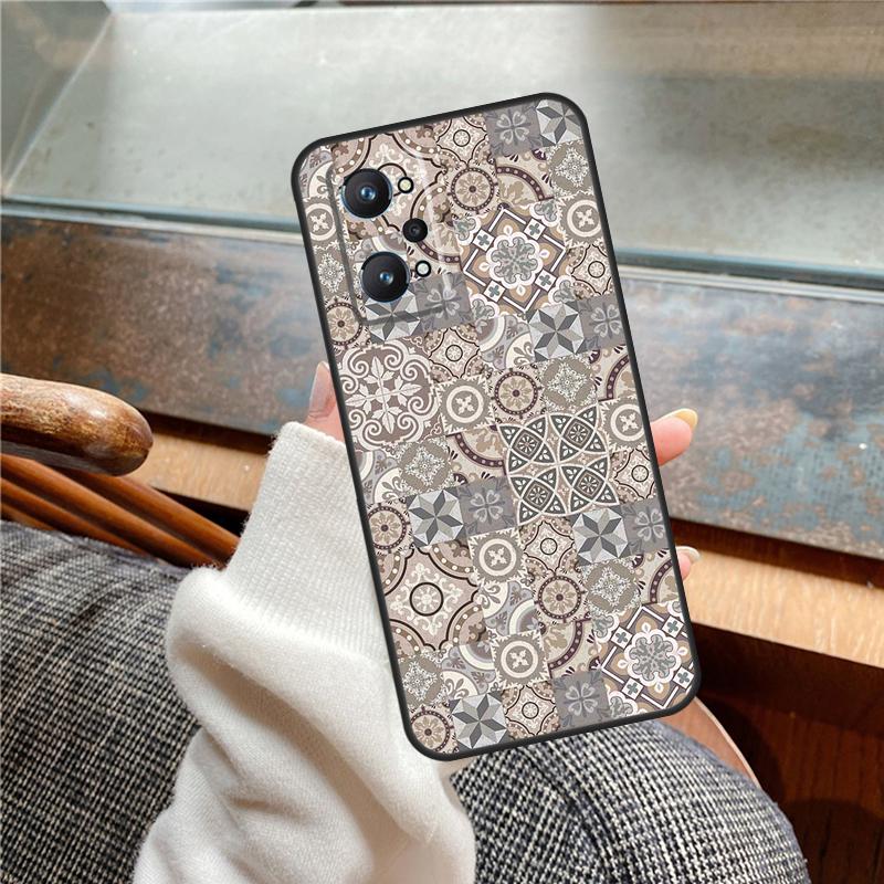 Boho Tile Mosaic Aesthetic Case For Realme 11 12 13 14 Pro Plus C53 C55 C51 C25 C63 C61 C65 C67 C71 C75 GT6 GT7 15 Pro