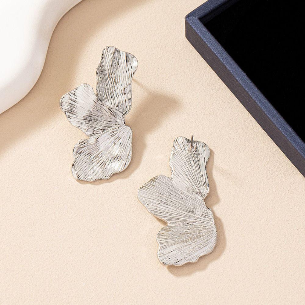 

Текстурированные серьги-лепестки, винтажные серьги, креативные металлические серьги для женщин