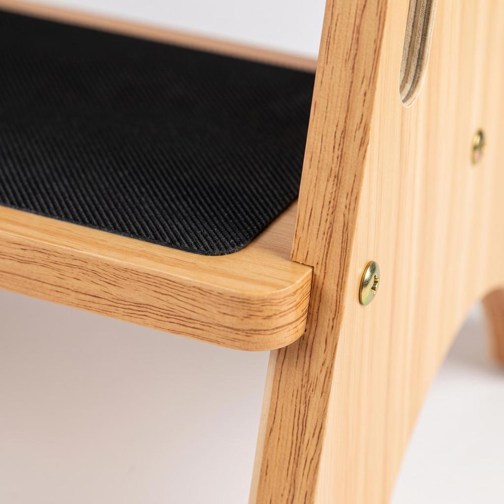 Wooden Step Stool with Handholds Portable Furniture Compact for Bathroom