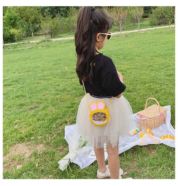 Cute Pu Children's Bag With Bunny Ears Mini Round Bag Sparkling Sequins Available In Multiple Colors