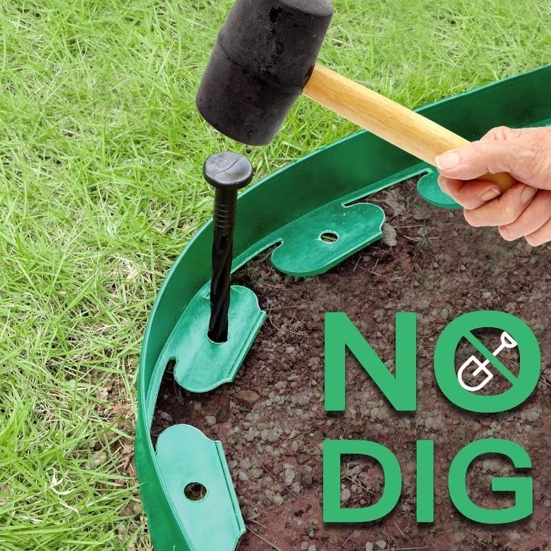 10M Flexible PVC Garden Edging with 30 Spiked Anchors Heavy Duty Lawn Border Kit Weather Resistant Landscape Tool