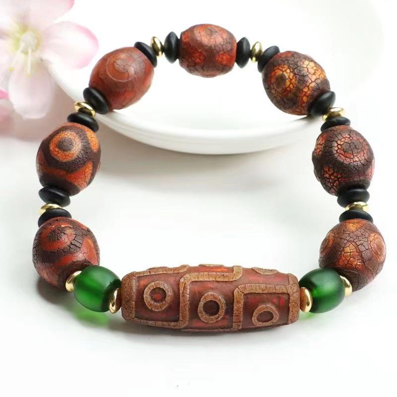 Juan Yu Schwarzer Achat & Neunäugige Dzi-Perle Armband MN3063001