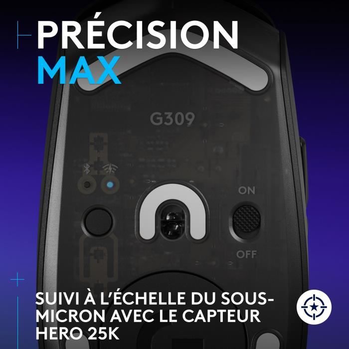 Souris Gamer - Sans Fil - Logitech G - G309 - Noir