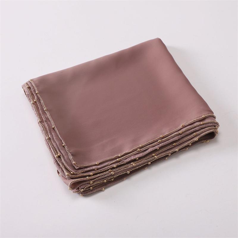 Gold Ball Bubble Chiffon Hijab Ramadan Solid Scarves Necklace Chain Shawls Women Sunscreen Headscarf Outdoor Windproof Head Wrap