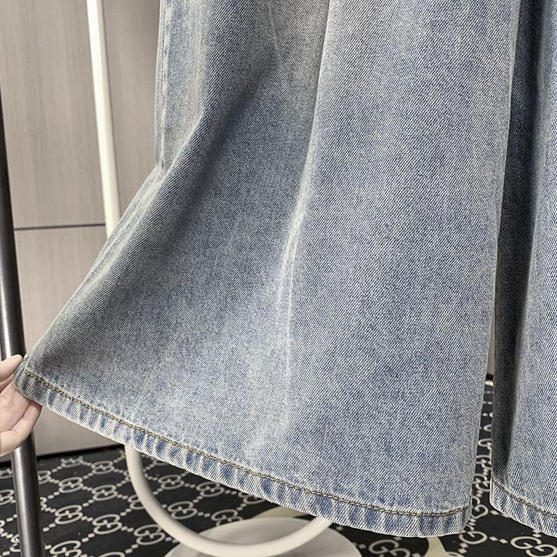 Plus Size Summer Denim Capris for Women, Lightweight Wide-Leg, High-Waist, Slimming Fit, Fits Up to 200 Jin.