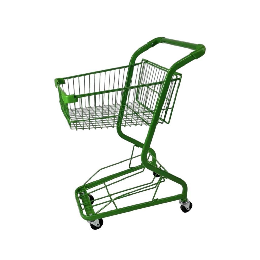TwoTier Shopping Cart PU Wheels Metal Trolley Heavy Duty Convenience Store for