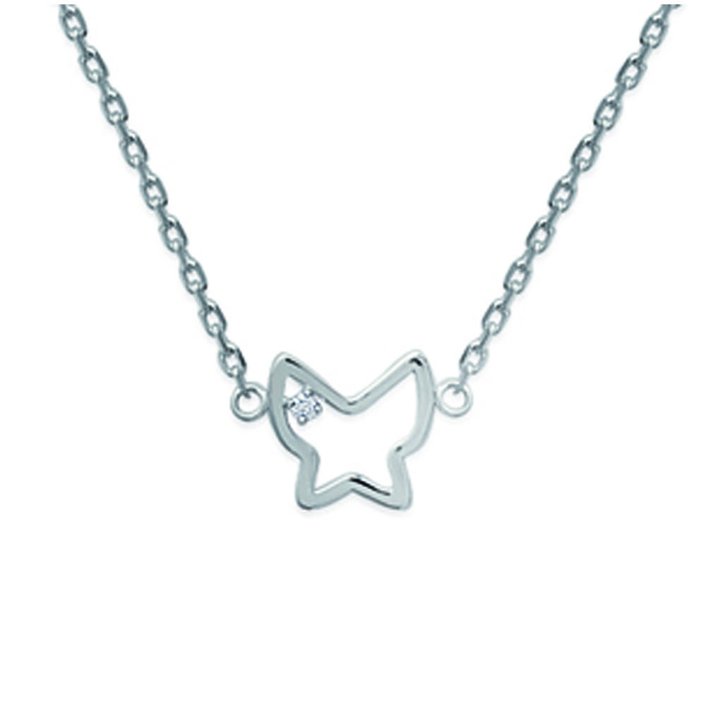 Les Trésors De Lily [G6442] - Silver-white 'Butterfly' Silver Necklace (rhodium-plated) - 10x10 Mm