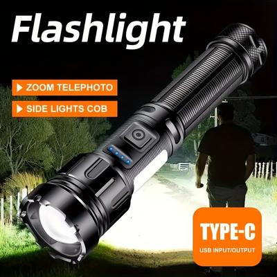 Ultrahelle magnetische wiederaufladbare LED-Taschenlampe mit einstellbarem Lichtstrahl und COB-Arbeitslicht, geeignet für Notfallsituationen und Outdoor-Aktivitäten