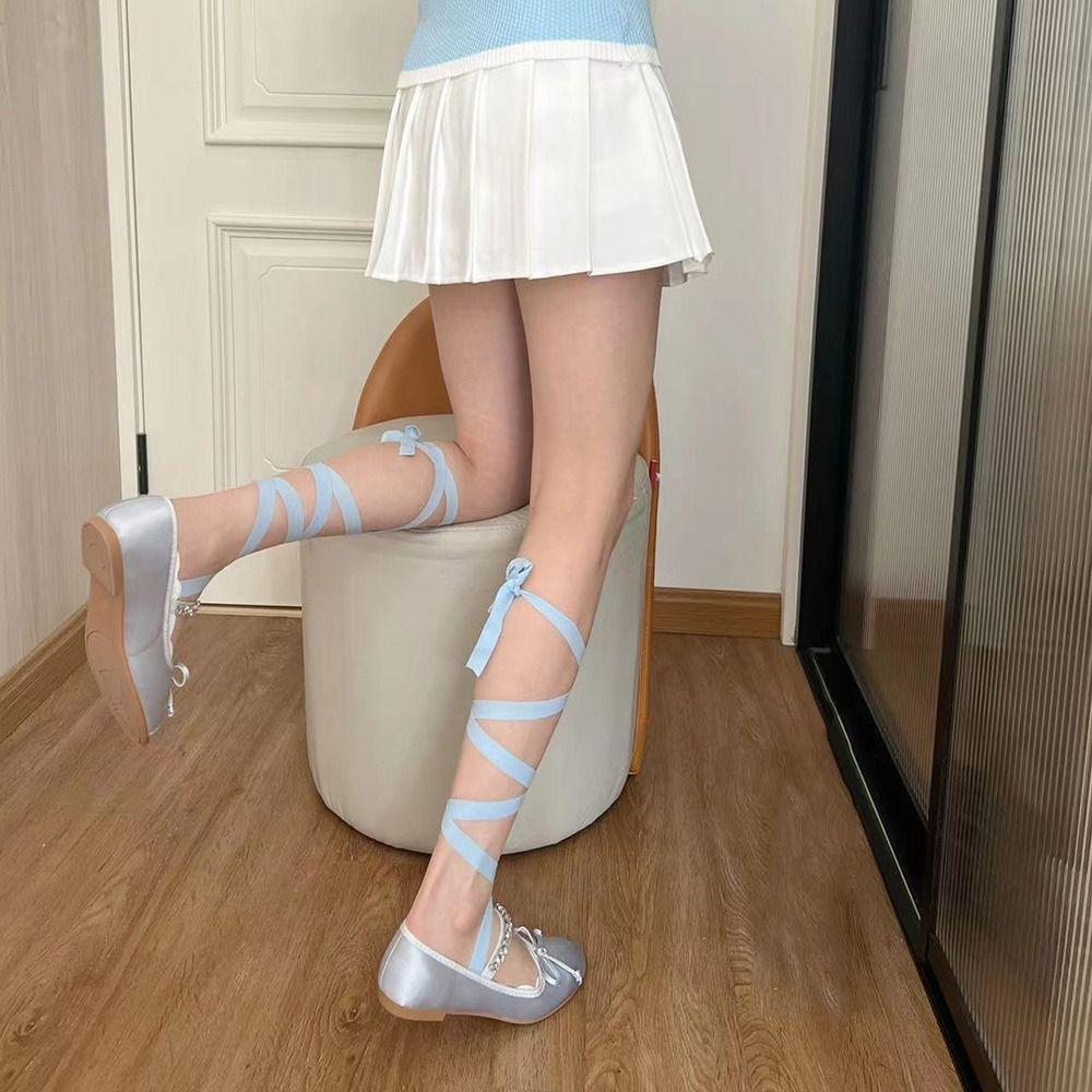 

Tube for High Heels Solid Color Y2K Jk Lace Socks Sock Slippers Female Hosiery Bandage Boat Socks белый/синий