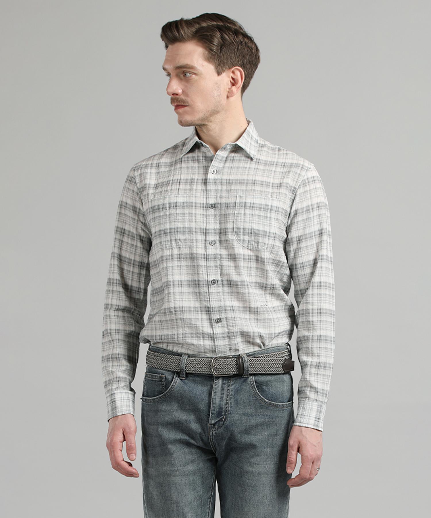 Panicalle Gray Check Pocket Shirt Gray/S