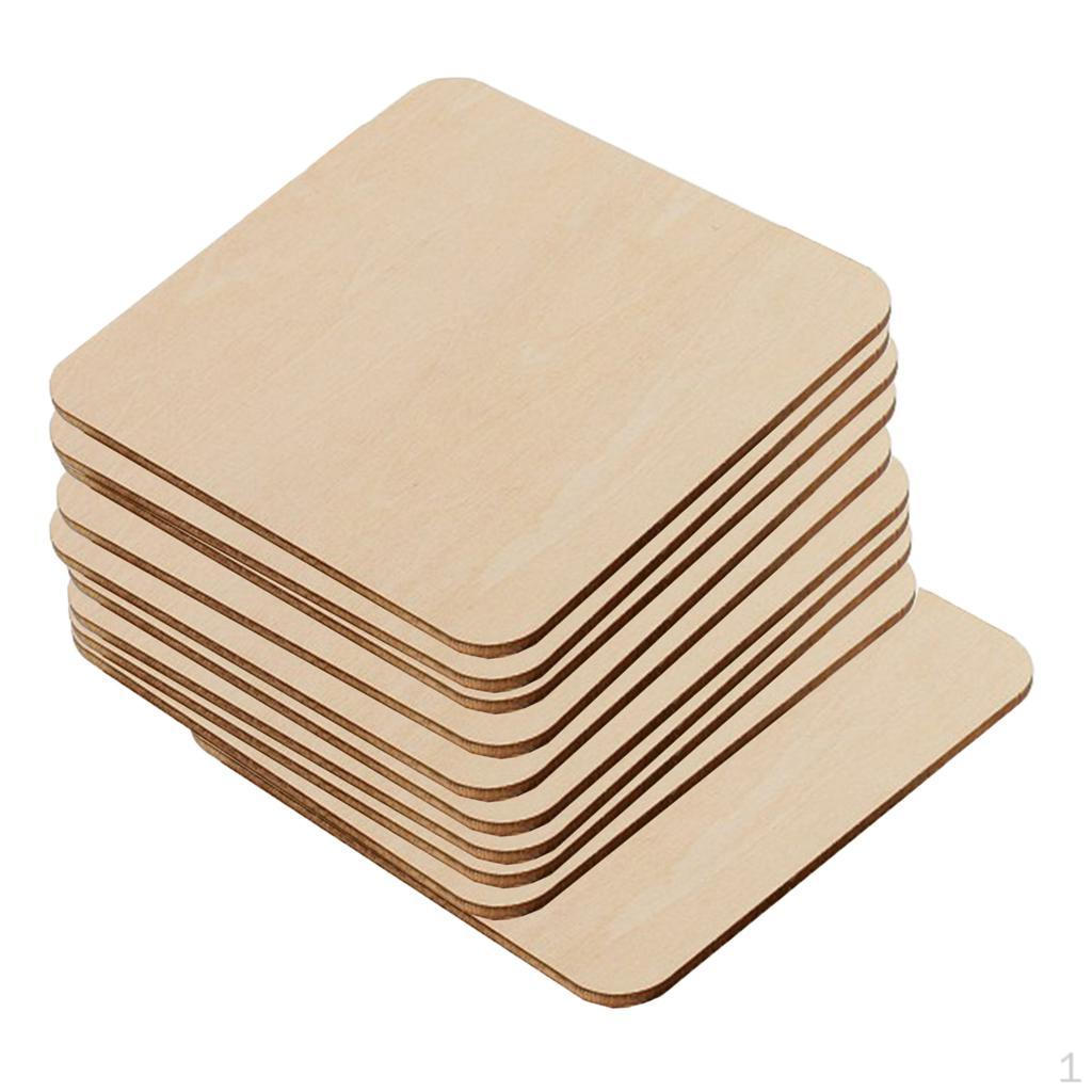 

10 Blank Wood Natural Slices Wooden Squares Cutouts for DIY Crafts 7cm