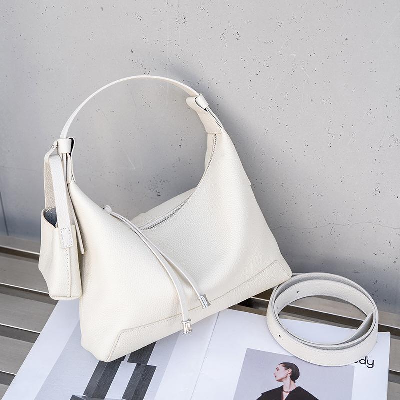 Simple and Versatile Women s Bag, New HOBO Bag, Women s Commuting Versatile Cowhide Shoulder Bag, Crossbody Bag
