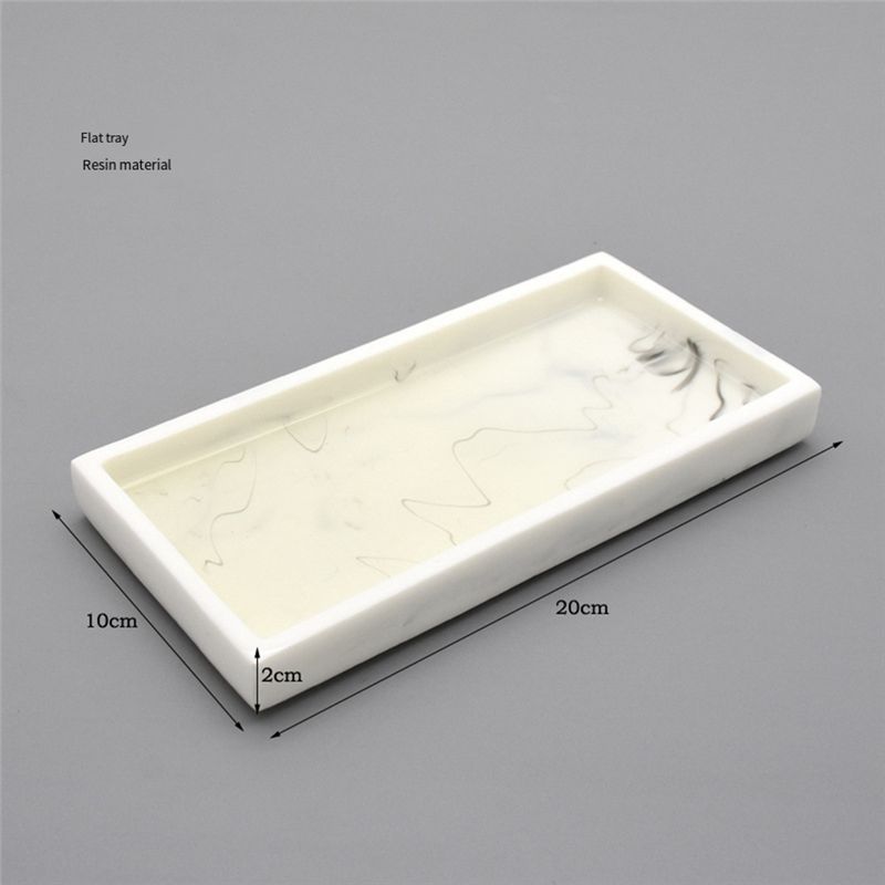 AEE4-Marble Pattern Resin Tray Non Slip Rectangular Plate Countertop Bathroom Soap Shampoo Storage Tray Home Decor