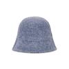VARZAR VA Curved Oval Metal Washed Knit Bucket Hat Soft Blue