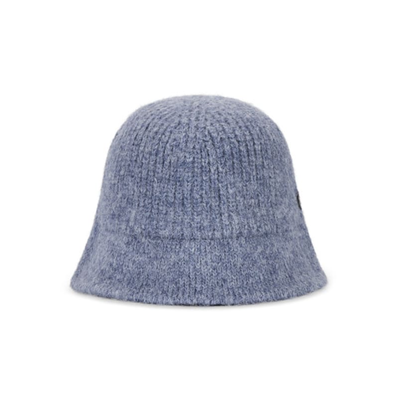 VARZAR VA Curved Oval Metal Washed Knit Bucket Hat Soft Blue