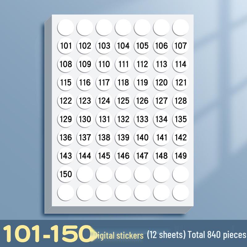 Self-Adhesive Small Round Number Stickers 1-100 for Handwritten Labels