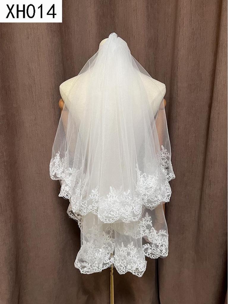 Double Layer Bridal Veil with Sequin Lace Trim