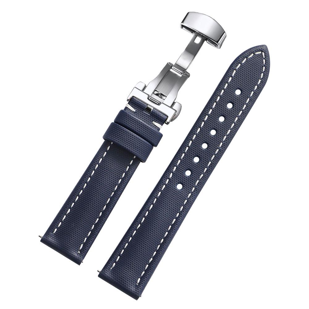 

Waterproof Sailcloth Watch Band Butterfly Buckle Sailcloth Strap 18/19/20/21/22mm Durable Nylon Quick Release Bracelet Wristbelt 19mm