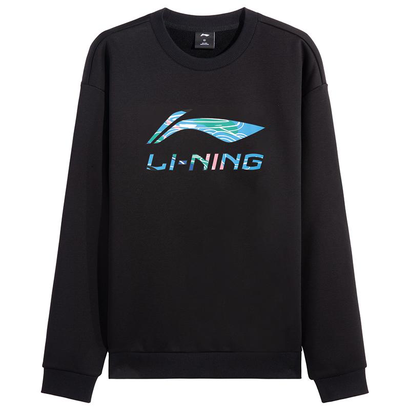 Li Ning Sweatshirts Unisex Black Crew Neck Moderate AWDVH37-5 2XL