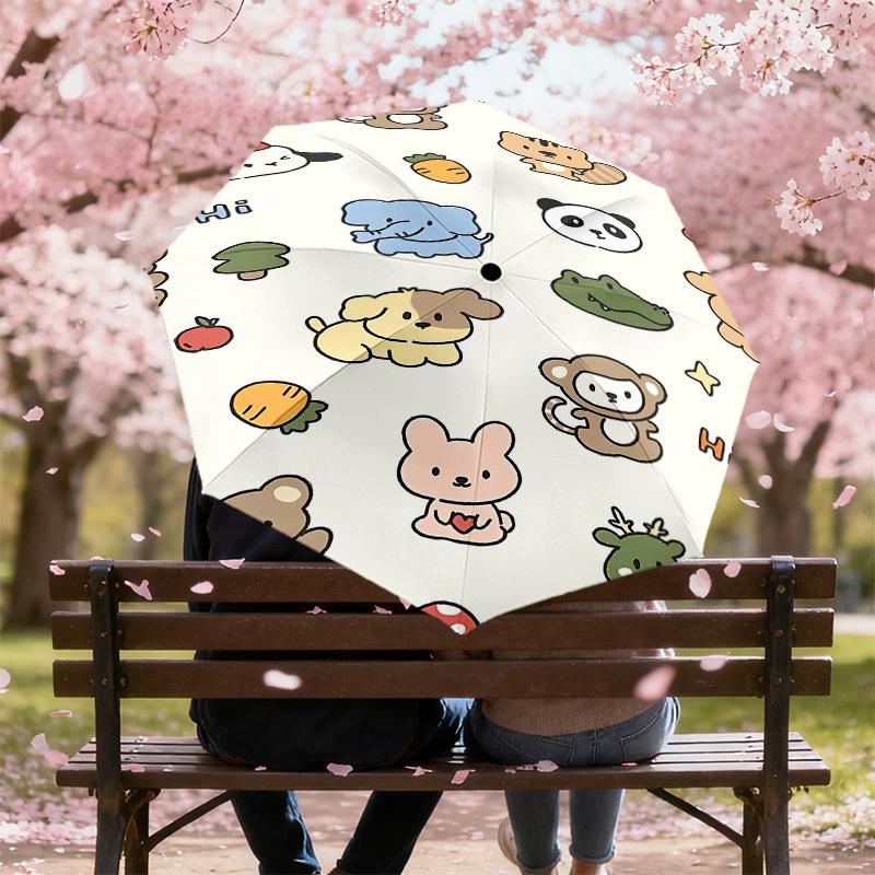 1PC Animal Cartoon Umbrella-8-Rib Reinforced Portable Folding Travel Suitable for All Seasons Outdoor Daily Use-G342