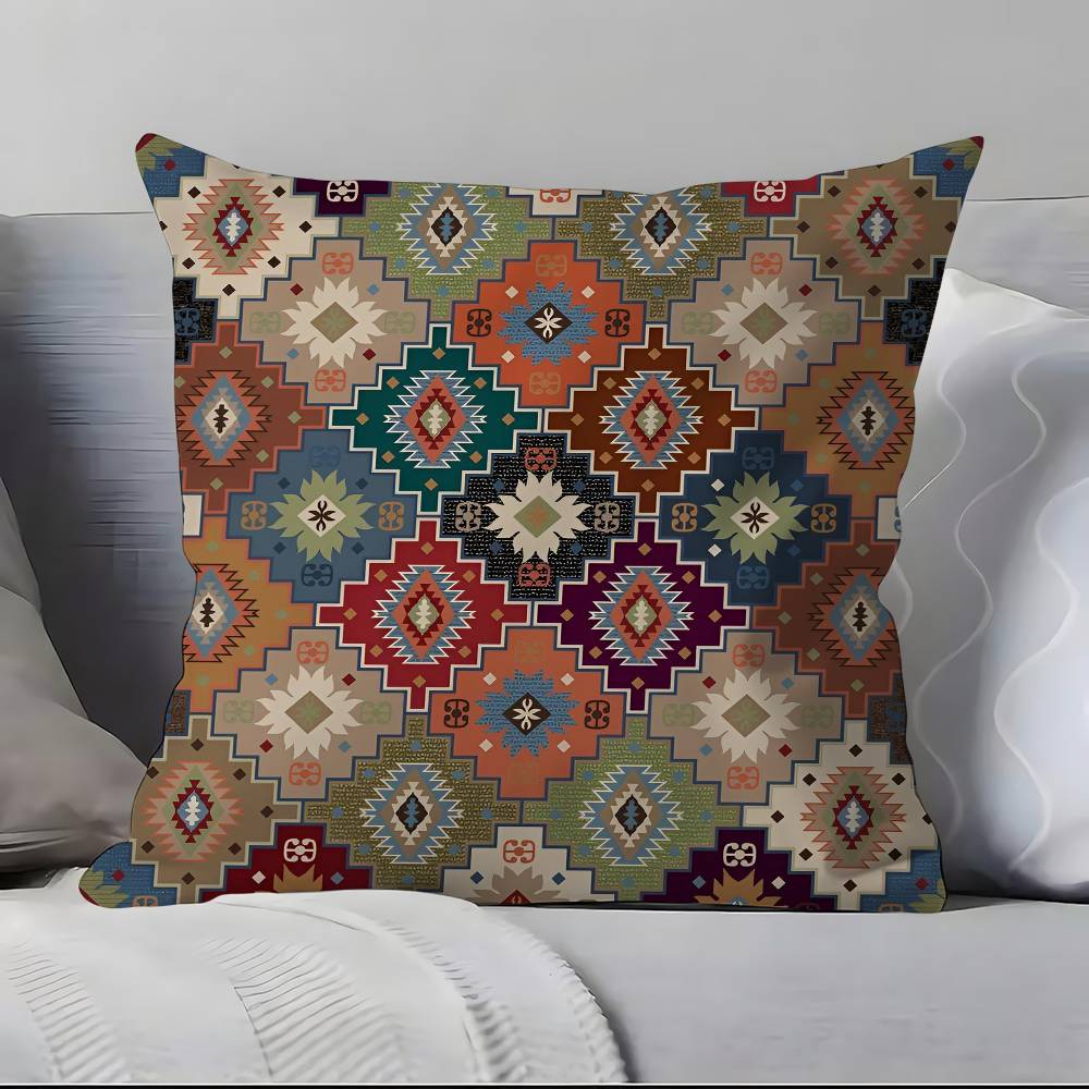Turkish Kilim Navaho Vintage Pillow Case Anti-dustmite Pillowcase Invisible Zipper Silky Short Plush Sofa Cushion Cover