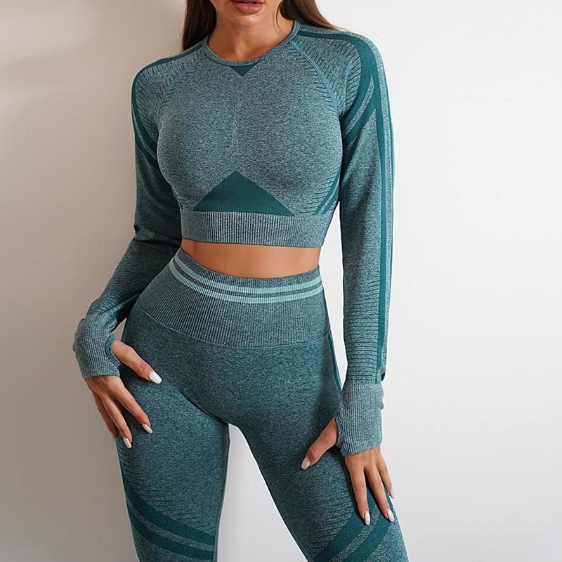 JYL Seamless Knit Yoga Set Hip Lifting Backless Fitness Outfit