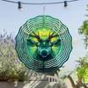 Künstlerisches Hirsch-Windspiel 25cm mit 360° Aufhängehaken Filigranes Metalldesign Lebendige Grüne Gelbe Muster für Outdoor Garten Terrasse Balkondekoration