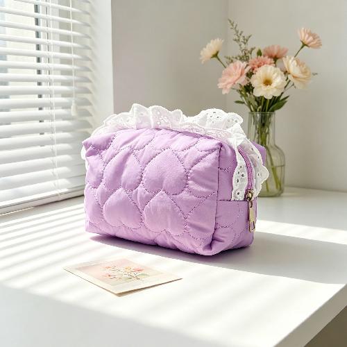 Ins Fresh Red Cherry Quilted Cosmetic Bag Fashion Small Large Toiletry Makeup Storage Bag Cute Lipstick Sanitary Napkin Case