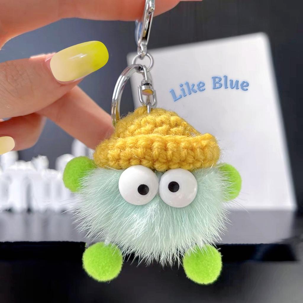 New Cute Mink Fur Lanyard Briquettes Keychain Car KeyRing Pendant Plush School Bag Pendant Gift Kawaii Backpack Keychains