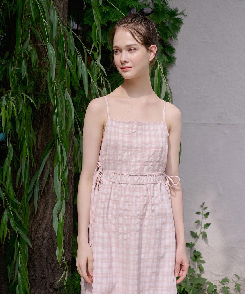 Bye Bye Seop String Slip Dress Baby Pink [T42]