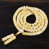 White Beeswax Prayer Beads with 108 Beads: Buddhist Bracelet & Necklace In Honey Amber.