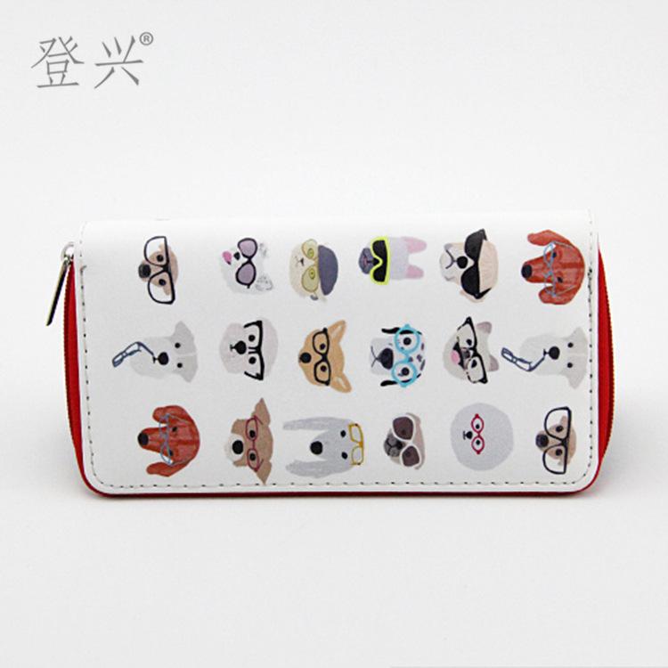 

Новый мультяшный кошелек на молнии из длинной ПУ кожи с изображением кошки и собаки, студенческий клатч