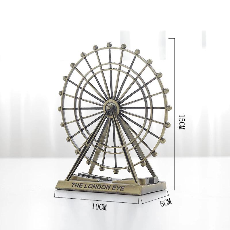 Retro Metal The London Eye Ferris Wheel Ornament England Building Home Desk Decoration Mode Souvenirs Gift