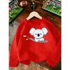 European sizes Kids' Fashion Print Koala Long Sleeve T-Shirt, Stylish Print, Versatile for Daily Wear, Sports Tee, Outdoor Top, Playwear
