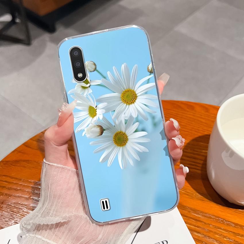 For Samsung M01 M10 C7 A9 M31 F13 Phone Casing Fragrant Flowers Patterns Transparent Silicone Anti Drop Protective Ultra Thin Case For Samsung Housing