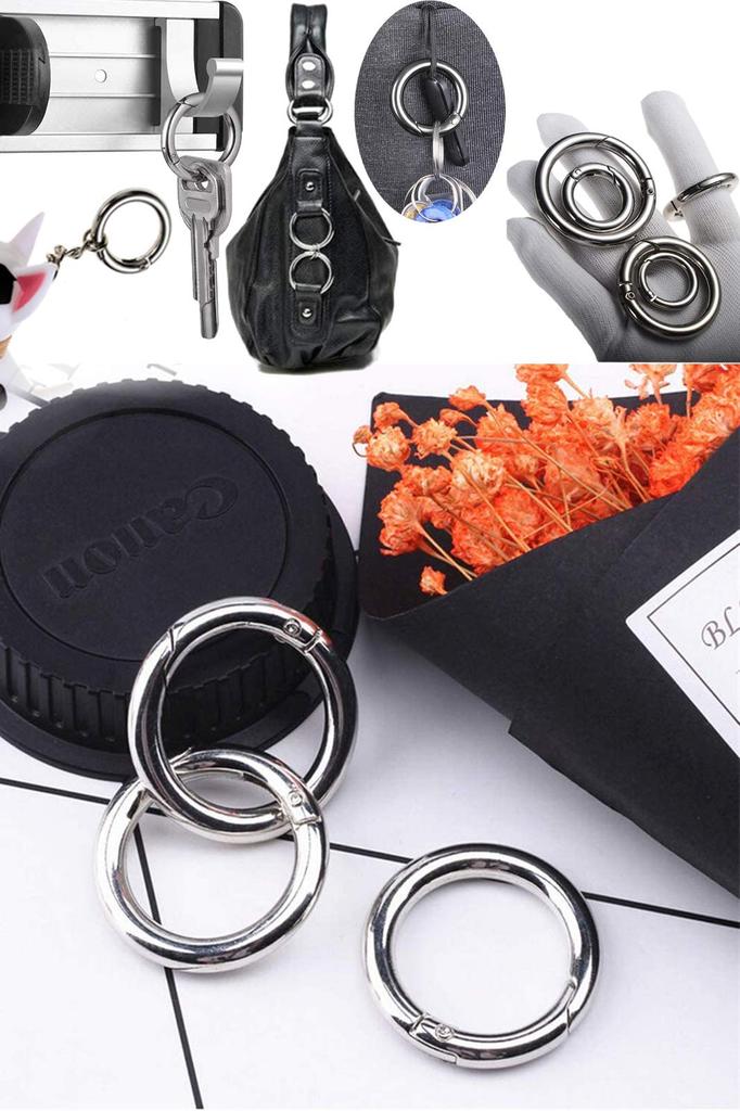 Round Carabiner Key Shu Tech Smart Key Round Carabiner Keychains with Double Rings Set of Rings, Rings, (35mm, 32)