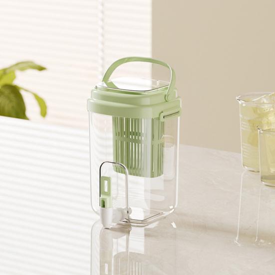 2L Drink Dispenser Large Capacity Cold Water Pitcher with Built-in Filter Tea Juice Leak-Proof Faucet Beverage Container