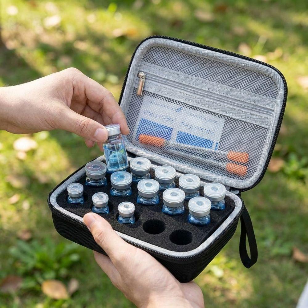 15 Slots Insulin Vial Storage Case 1-10ML Shockproof Insulin Bottle Protector Large Capacity Zippers Closure Insulin Organizer