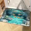 3D Koi-Pfütze Fußmatte Realistische Fische Lotus Design Weiche Rutschfeste Bodenmatte Moderne Lustige Heimdeko Innenbereich Eingangsteppich