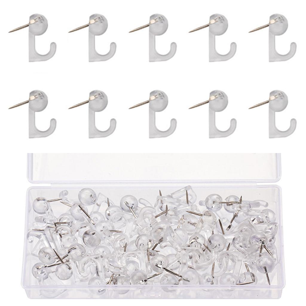 50/60/80/160Pcs Push Pin Hooks Clear Push Pin Clip Cork Board Hook Pin Decorative Thumb Tacks Hook for Wall Hanging