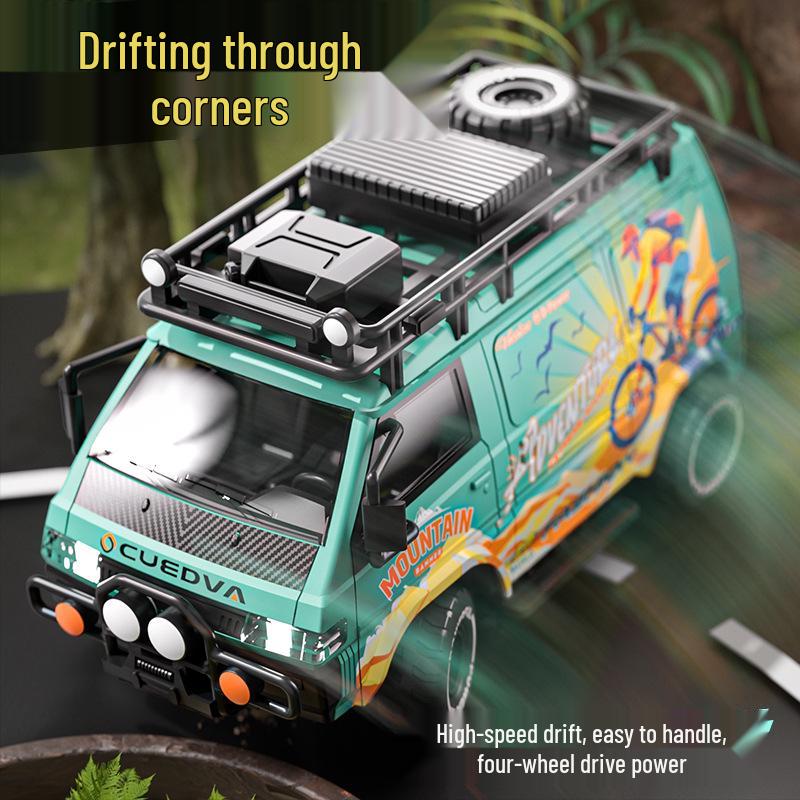 High-Speed RC Racing Van: 4WD, Drift, Rechargeable, Lights, Replaceable Tires, Off-Road Toy for Kids