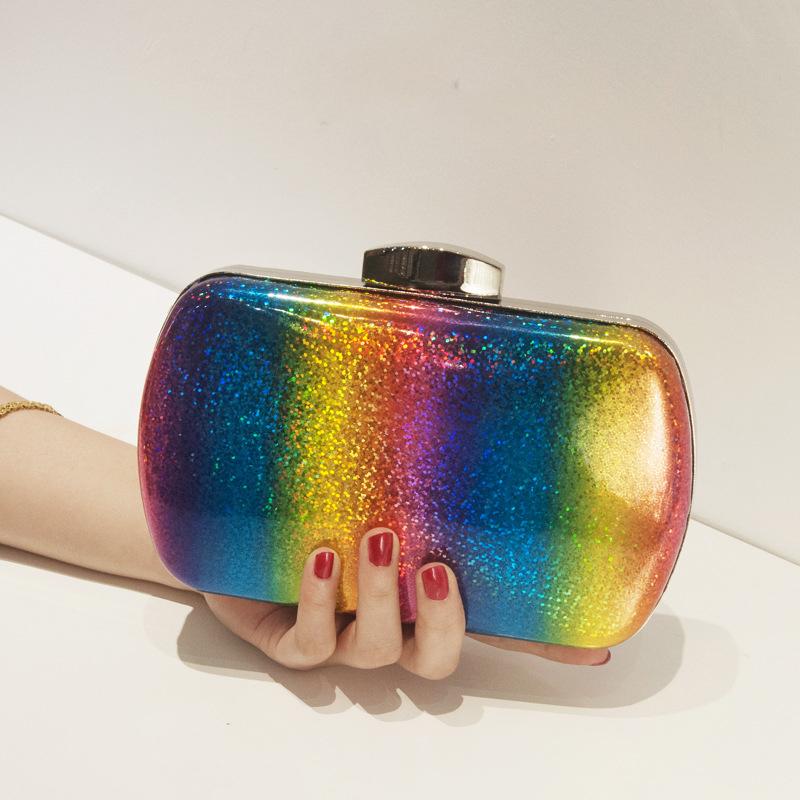 Regenbogen-Tasche für Damen Luxus Sommer Abend-Handtasche Designer Umhänge-Clutch Crossbody-Taschen 2024 Trend Einzigartige Hochwertige Geldbörse