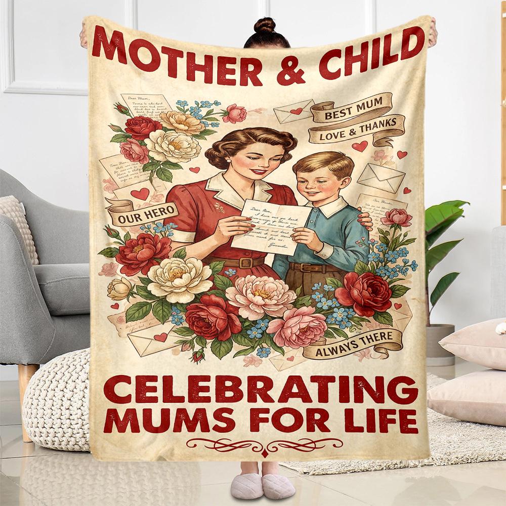 Mother's Day Greeting Card Blanket Suitable for Sofas,travel, Living Rooms Also a Good Gift for Friends and Family Suitable for All Seasons.