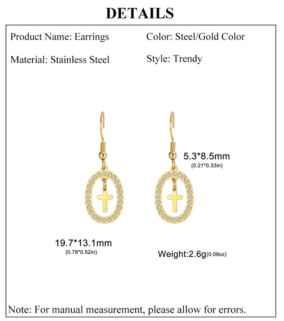 Cazador Gold Color Clear Zircon Cross Earrings for Women Stainless Steel Jesus Jewelry Christian Earrings Mother's Day Gift 2026