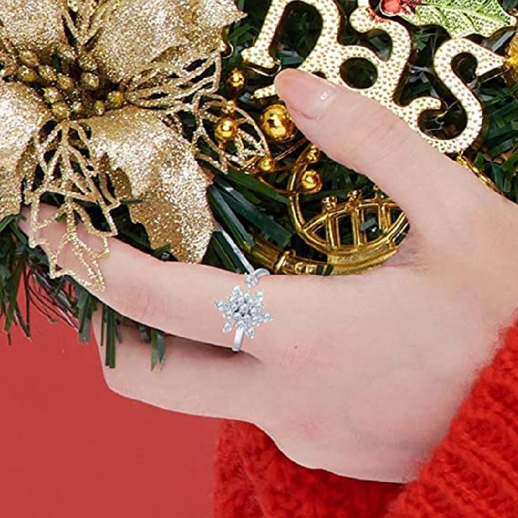 Silver Snowflake Winding Stackable Ring Spinner Rings for Couple Women Men