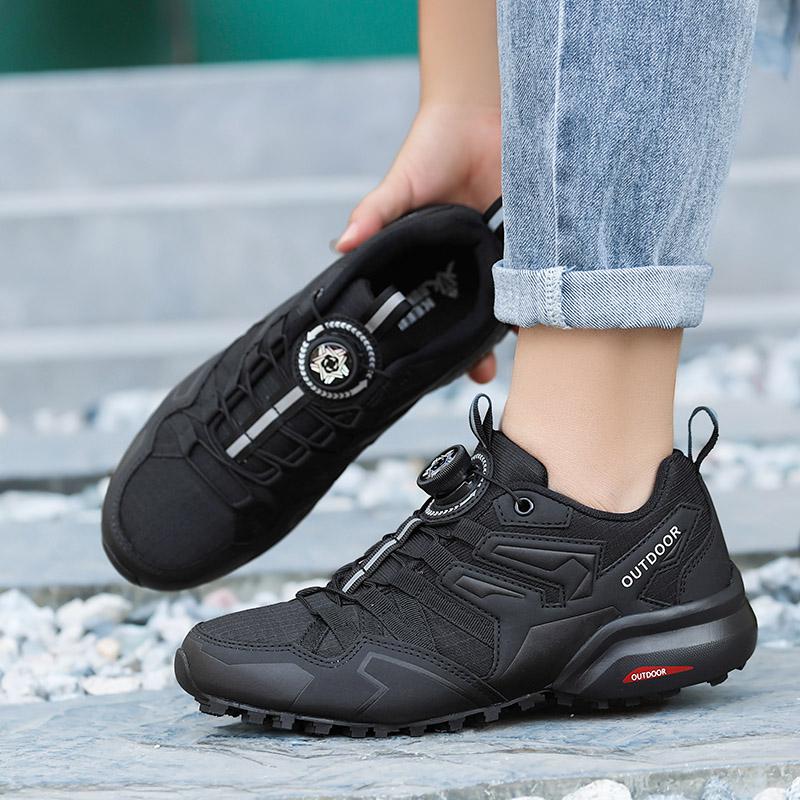 Men Outdoor Hiking Sneakers Climbing Trekking Lace Up Trekking Outdoor Breathable Mountain Bike Shoes Flat Sport Cycling Shoes